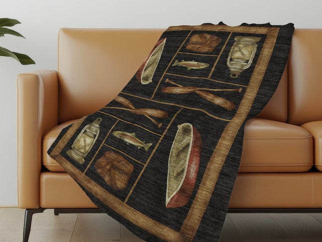 50" X 70" Midnight Brown And Beige Animal Print Polyester Woven Plush Throw Blanket