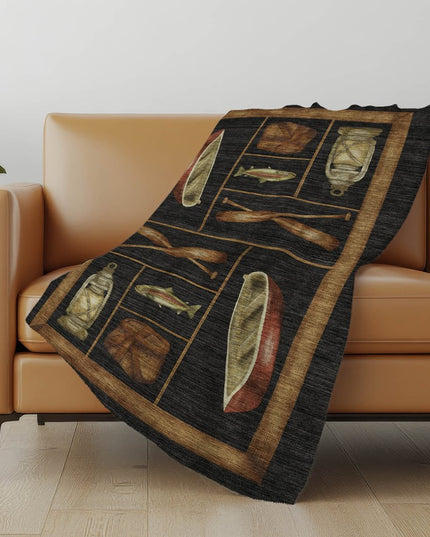 50" X 70" Midnight Brown And Beige Animal Print Polyester Woven Plush Throw Blanket