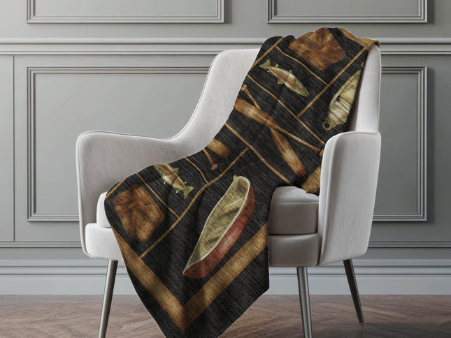 50" X 70" Midnight Brown And Beige Animal Print Polyester Woven Plush Throw Blanket