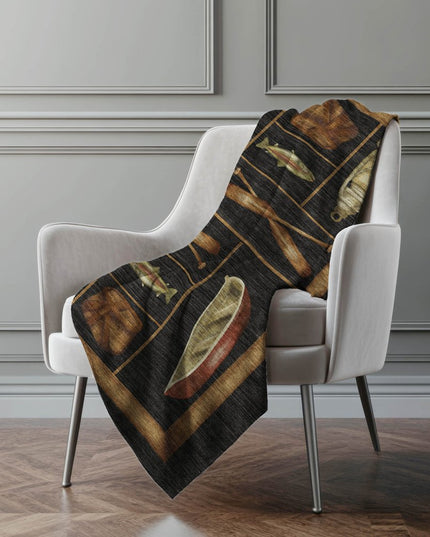 50" X 70" Midnight Brown And Beige Animal Print Polyester Woven Plush Throw Blanket