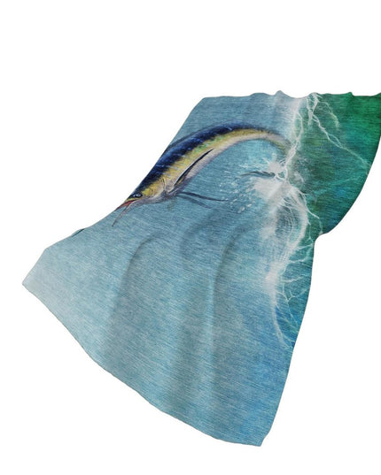 50" X 70" Blue Emerald And Ivory Animal Print Polyester Woven Plush Throw Blanket