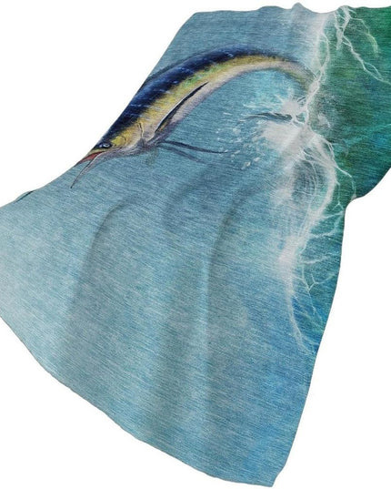 50" X 70" Blue Emerald And Ivory Animal Print Polyester Woven Plush Throw Blanket