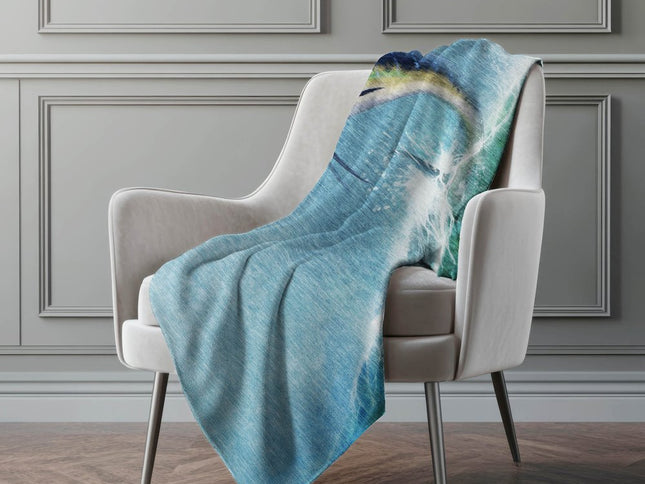 50" X 70" Blue Emerald And Ivory Animal Print Polyester Woven Plush Throw Blanket