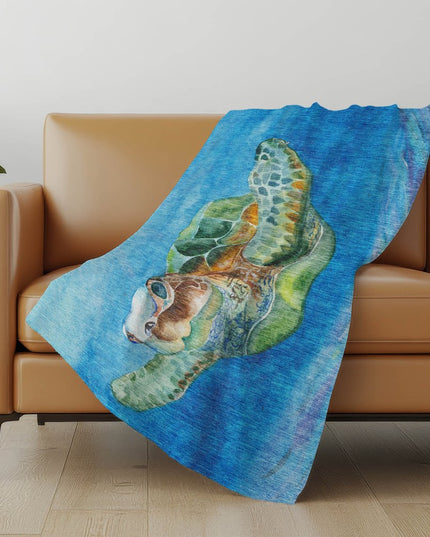 50" X 70" Blue Emerald And Brown Animal Print Polyester Woven Plush Throw Blanket