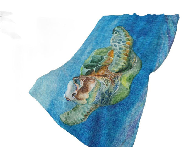 50" X 70" Blue Emerald And Brown Animal Print Polyester Woven Plush Throw Blanket