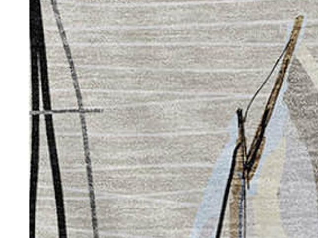 50" X 70" Ivory Beige And Charcoal Geometric Polyester Woven Plush Throw Blanket