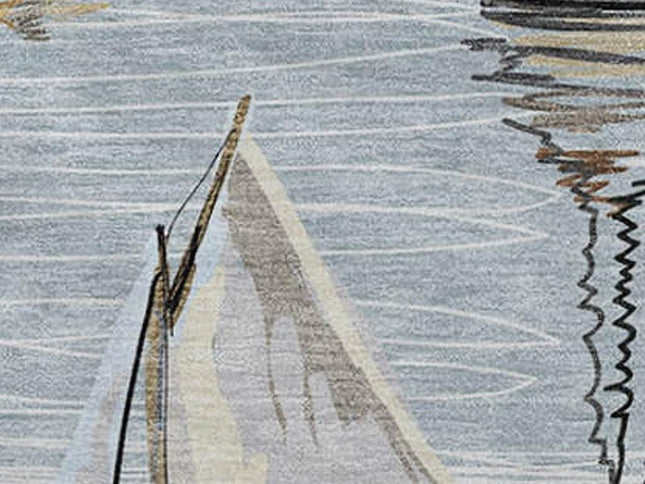 50" X 70" Sky Blue Ivory And Beige Geometric Polyester Woven Plush Throw Blanket