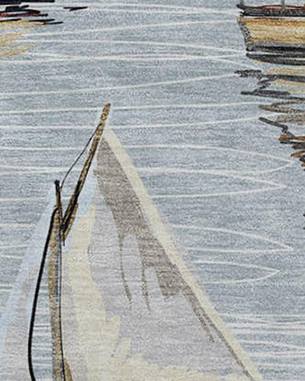 50" X 70" Sky Blue Ivory And Beige Geometric Polyester Woven Plush Throw Blanket