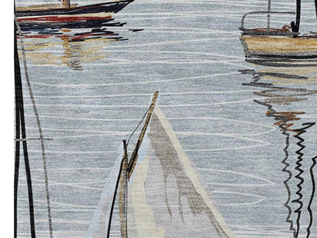 50" X 70" Sky Blue Ivory And Beige Geometric Polyester Woven Plush Throw Blanket