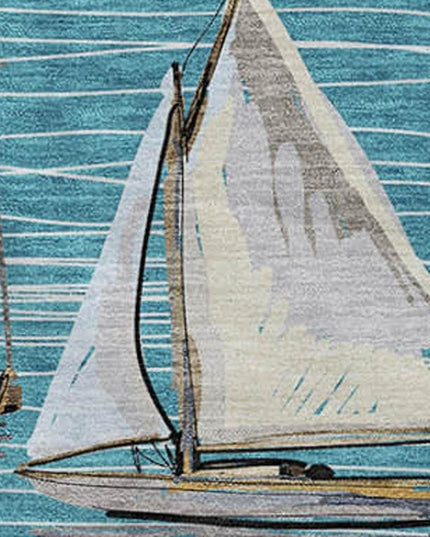 50" X 70" Teal Ivory And Beige Geometric Polyester Woven Plush Throw Blanket