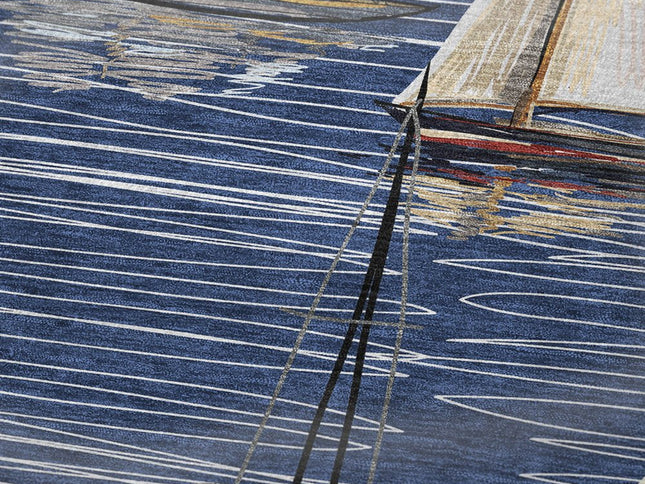 50" X 70" Navy Blue Ivory And Beige Geometric Polyester Woven Plush Throw Blanket