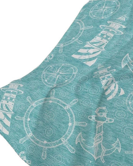 50" X 70" Teal And Ivory Geometric Polyester Woven Plush Throw Blanket