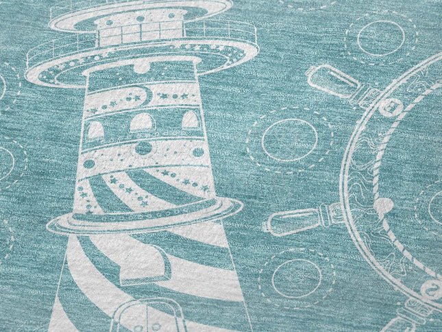 50" X 70" Teal And Ivory Geometric Polyester Woven Plush Throw Blanket