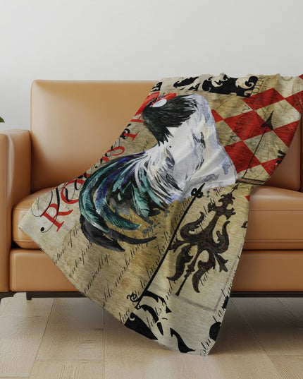 50" X 70" Midnight Red And Ivory Animal Print Polyester Woven Plush Throw Blanket