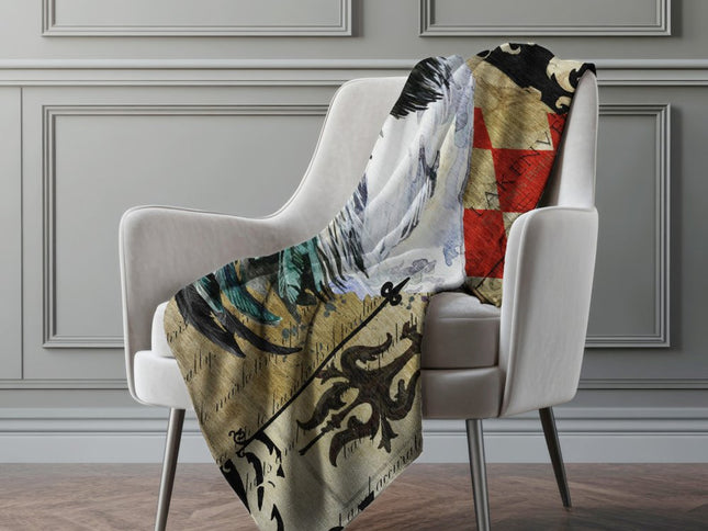 50" X 70" Midnight Red And Ivory Animal Print Polyester Woven Plush Throw Blanket