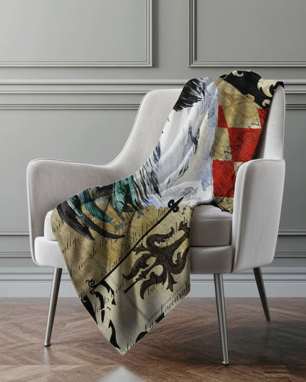 50" X 70" Midnight Red And Ivory Animal Print Polyester Woven Plush Throw Blanket