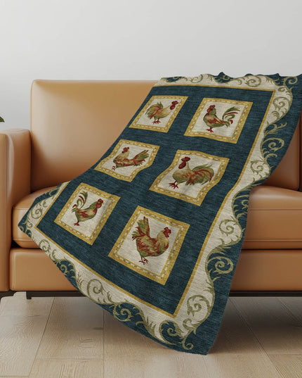 50" X 70" Gold Red And Ivory Animal Print Polyester Woven Plush Throw Blanket