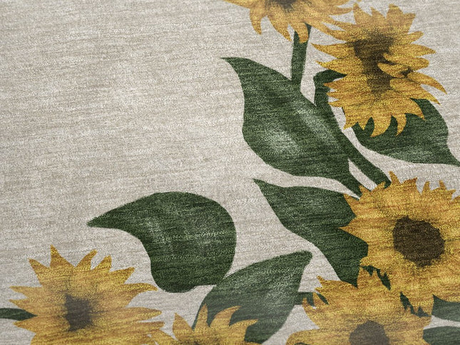 50" X 70" Yellow Green And Beige Floral Polyester Woven Plush Throw Blanket