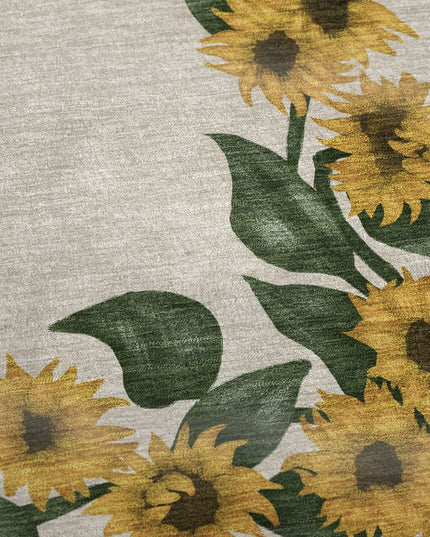 50" X 70" Yellow Green And Beige Floral Polyester Woven Plush Throw Blanket