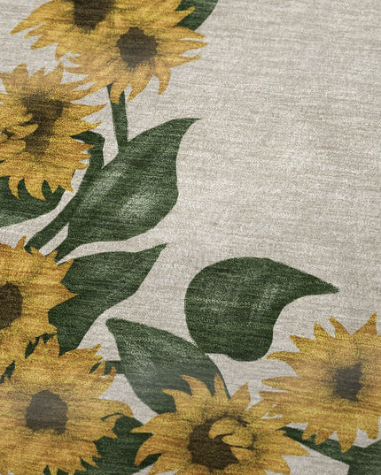 50" X 70" Yellow Green And Beige Floral Polyester Woven Plush Throw Blanket