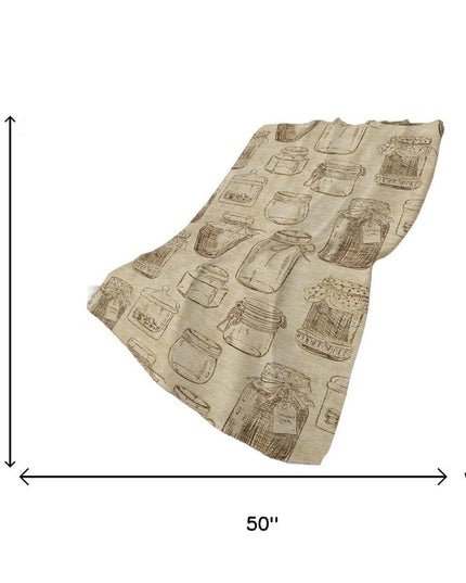 50" X 70" Beige And Brown Geometric Polyester Woven Plush Throw Blanket