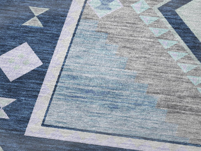 50" X 70" Blue And Ivory Geometric Polyester Woven Plush Throw Blanket