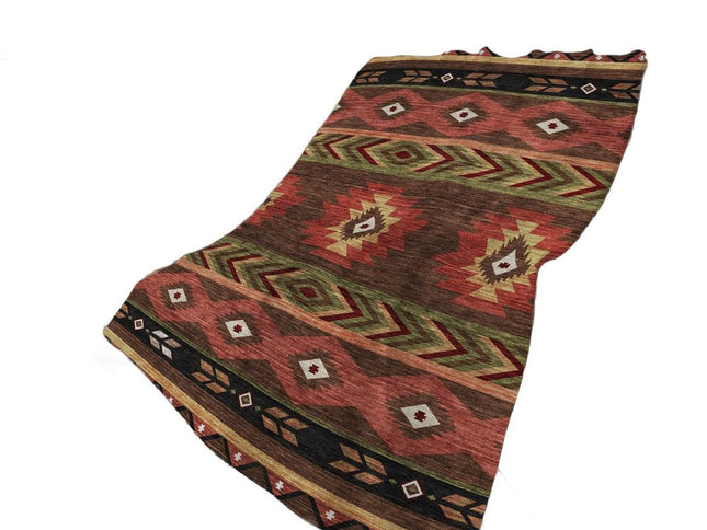 50" X 70" Brown Rust And Beige Geometric Polyester Woven Plush Throw Blanket
