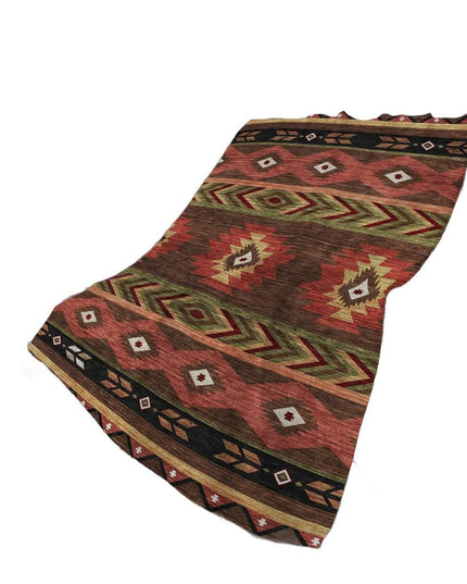 50" X 70" Brown Rust And Beige Geometric Polyester Woven Plush Throw Blanket