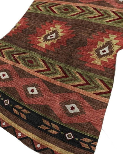 50" X 70" Brown Rust And Beige Geometric Polyester Woven Plush Throw Blanket