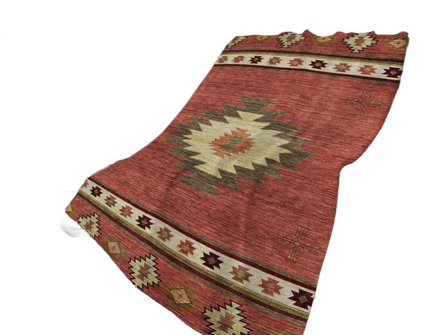 50" X 70" Rust Chocolate And Beige Geometric Polyester Woven Plush Throw Blanket