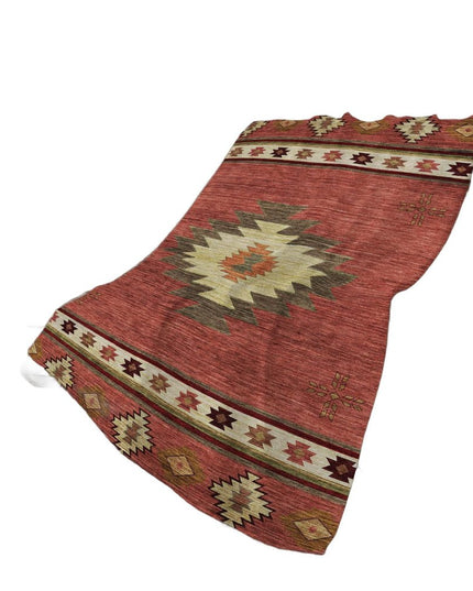 50" X 70" Rust Chocolate And Beige Geometric Polyester Woven Plush Throw Blanket