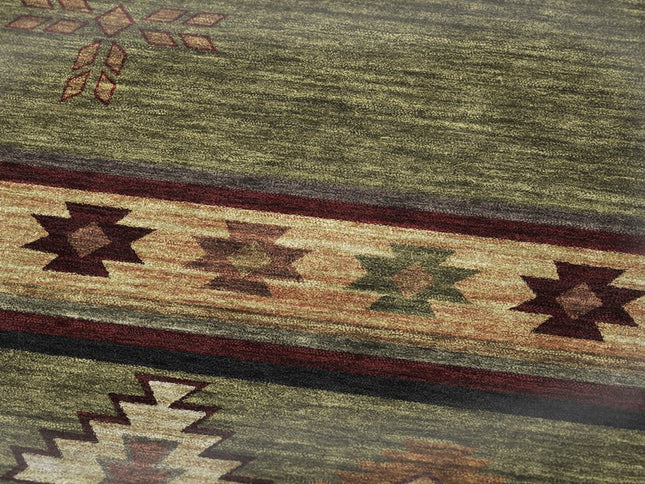 50" X 70" Green Rust And Gold Geometric Polyester Woven Plush Throw Blanket