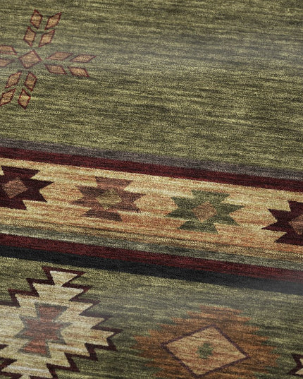 50" X 70" Green Rust And Gold Geometric Polyester Woven Plush Throw Blanket