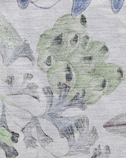 50" X 70" Blue Green And Gray Floral Polyester Woven Plush Throw Blanket