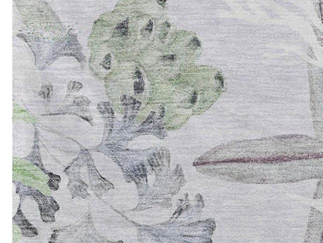 50" X 70" Blue Green And Gray Floral Polyester Woven Plush Throw Blanket