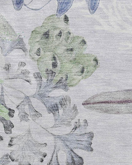 50" X 70" Blue Green And Gray Floral Polyester Woven Plush Throw Blanket