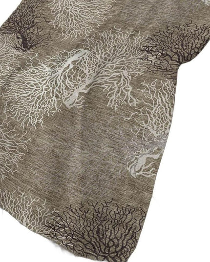 50" X 70" Latte Ivory And Beige Floral Polyester Woven Plush Throw Blanket