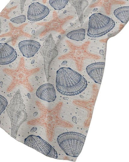 50" X 70" Peach Ivory And Blue Animal Print Polyester Woven Plush Throw Blanket