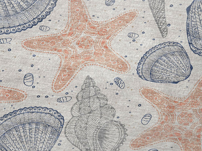 50" X 70" Peach Ivory And Blue Animal Print Polyester Woven Plush Throw Blanket