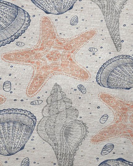 50" X 70" Peach Ivory And Blue Animal Print Polyester Woven Plush Throw Blanket