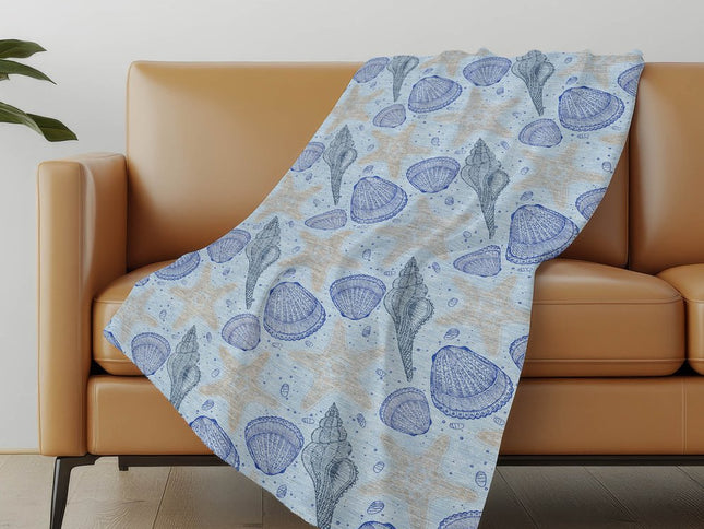 50" X 70" Blue Ivory And Beige Animal Print Polyester Woven Plush Throw Blanket