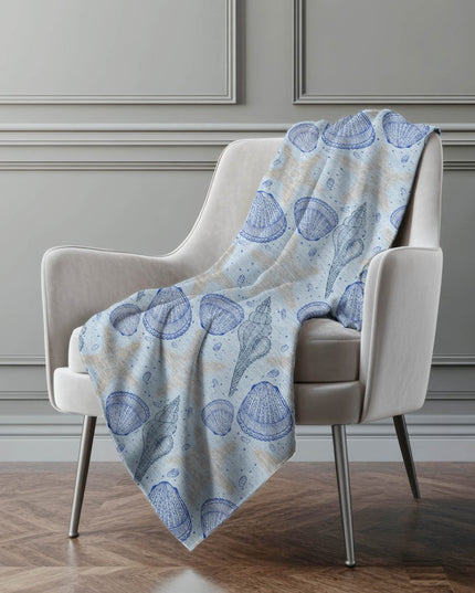 50" X 70" Blue Ivory And Beige Animal Print Polyester Woven Plush Throw Blanket