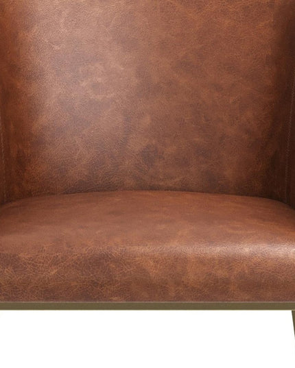 26" Brown and Gold Wood Fabric and Steel Low Back Counter Height Bar Chair