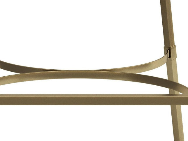 31" White and Gold Wood Fabric and Steel Low Back Bar Height Bar Chair