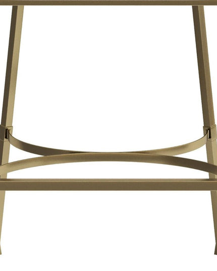 31" White and Gold Wood Fabric and Steel Low Back Bar Height Bar Chair