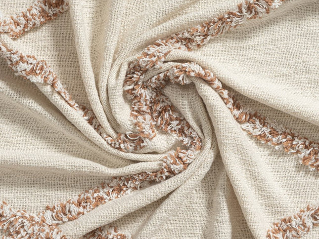 50" X 60" Ivory And Brown Argyle Cotton Woven Throw Blanket