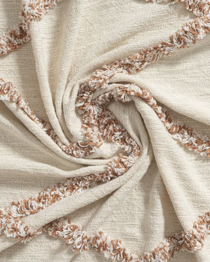 50" X 60" Ivory And Brown Argyle Cotton Woven Throw Blanket