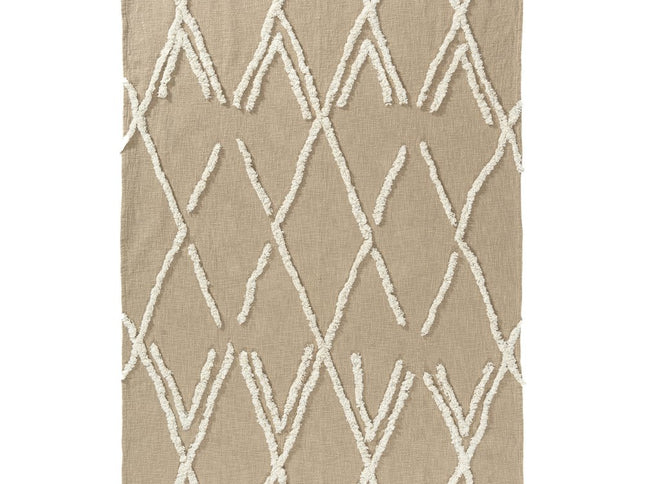 50" X 60" Tan And Ivory Geometric Cotton Woven Throw Blanket