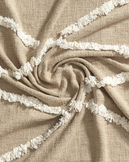 50" X 60" Tan And Ivory Geometric Cotton Woven Throw Blanket