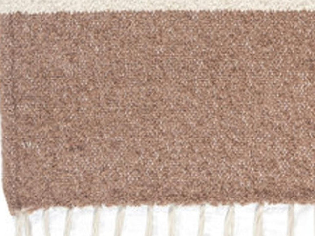 50" X 60" Ivory And Brown Color Block Polyester Woven Throw Blanket